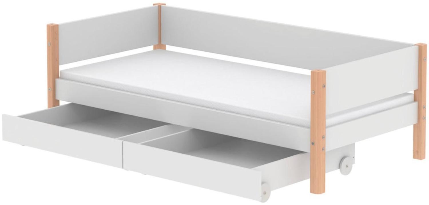 Flexa 'White' Einzelbett weiß/natur, 90x200 cm, inkl. 2 Schubladen Bild 1