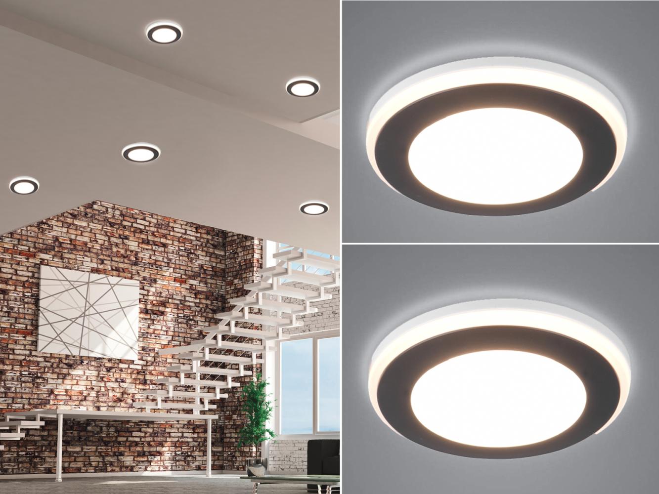 TRIO Leuchten LED Einbaustrahler, LED fest integriert, Warmweiß, Deckeneinbauleuchten 2er Set, Einbau Decken-spot Schwarz für die Decke Bild 1