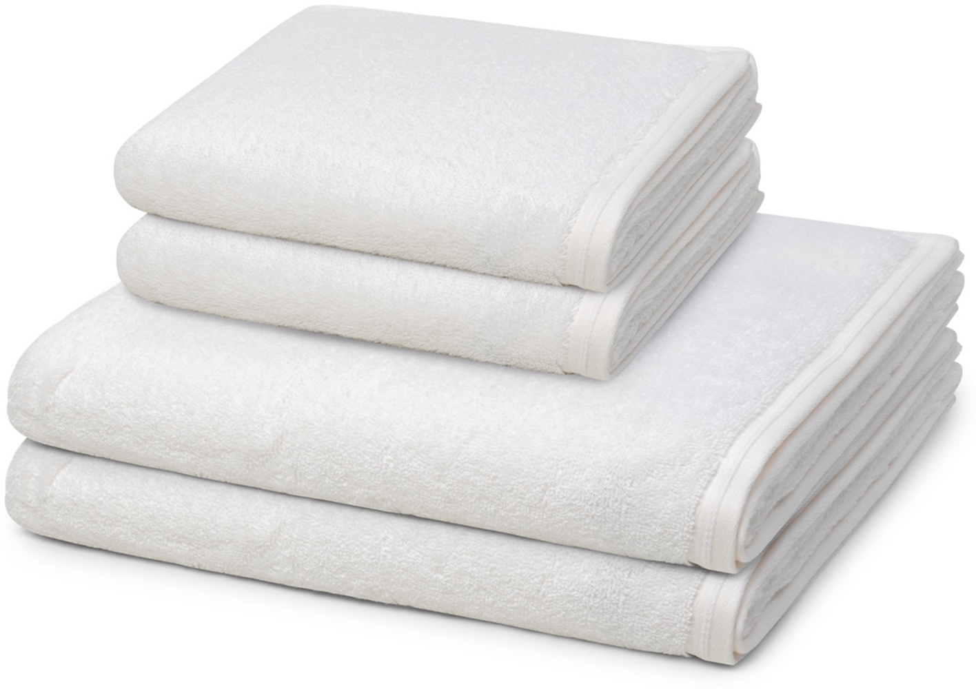 Vossen Vegan Life 4 tlg. Frottier-Set - 2 X Handtuch (50 X 100cm), 2 X Duschtuch (67 X 140cm) - 580 g/m2 - Weiß Bild 1