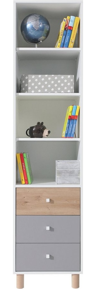 Lomadox Regal FAIRFAX-133, Regalschrank, in weiß mit Eiche und grau Bild 1