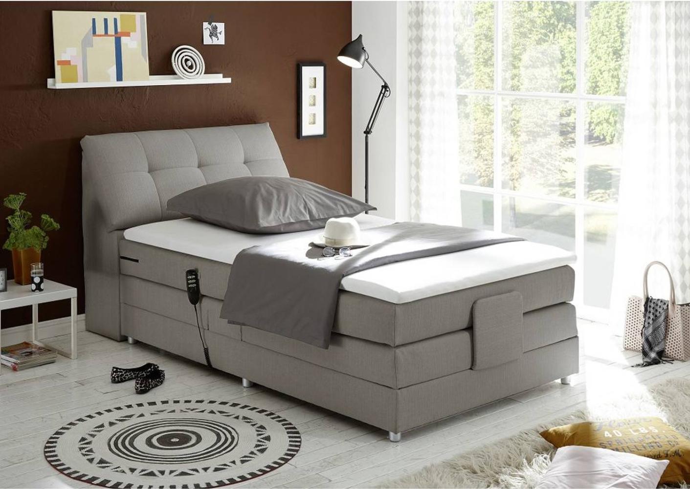 'Concord' Boxspringbett, elektrisch verstellbar, silver 100x200 cm Bild 1