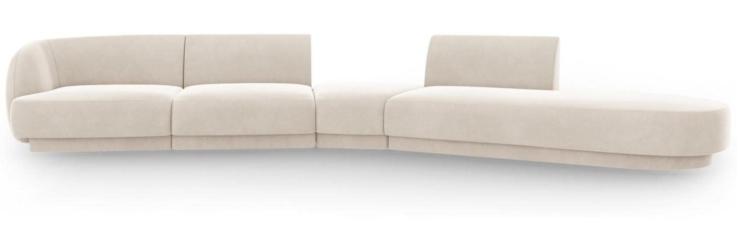 Micadoni Modulares Sofa Miley 5-Sitzer Rechts Samtstoff Helles Beige Bild 1