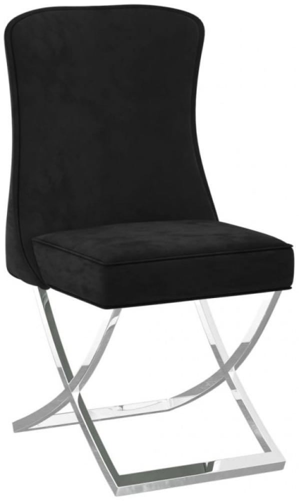 vidaXL Esszimmerstühle 4 Stk. Schwarz 53 x 52 x 98 cm Samt & Edelstahl Bild 1