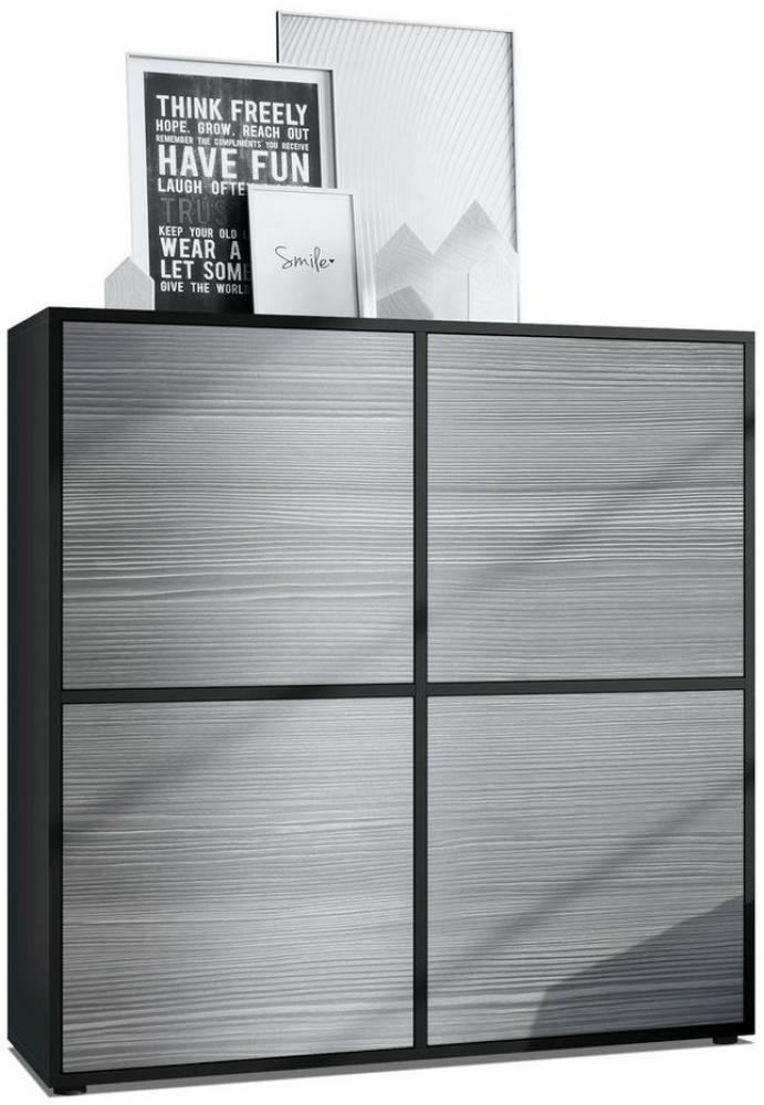 Highboard Cuba V2 Schrank 104 x 105,5 x 35,5 cm Sideboard mit 8 Fächern, Korpus in Schwarz matt / Fronten in Avola-Anthrazit Bild 1