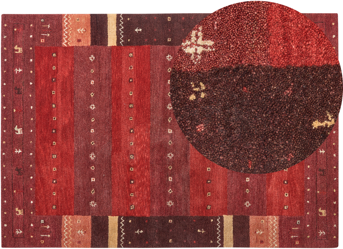 Gabbeh Teppich Wolle rot 160 x 230 cm Hochflor SINANLI Bild 1