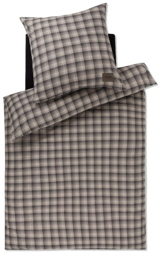 JOOP! Bettwäsche Soft Checks 45000 17 Taupe Flanell 135 x 200 + 80 x 80 cm Bild 1