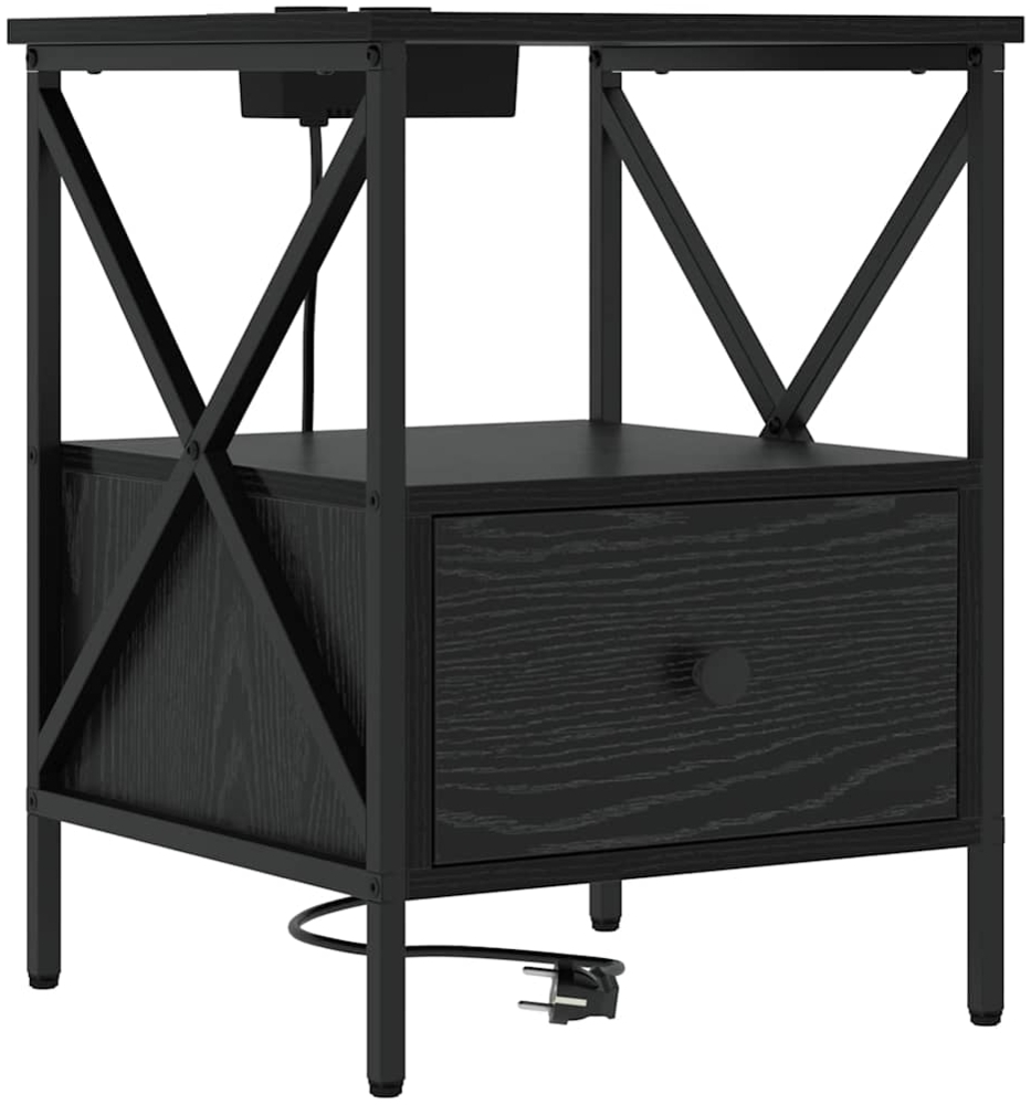 vidaXL Nachttisch Schwarz Eichen-Optik 41,5 x 40,5 x 55 cm 859550 Bild 1