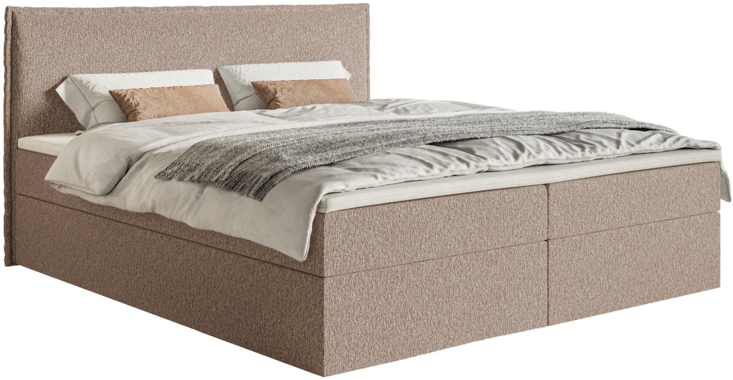 Selsey 'Softie' Boxspringbett 140x200 cm mit Topper und Stauraum, Chenille, Dunkelbeige Bild 1