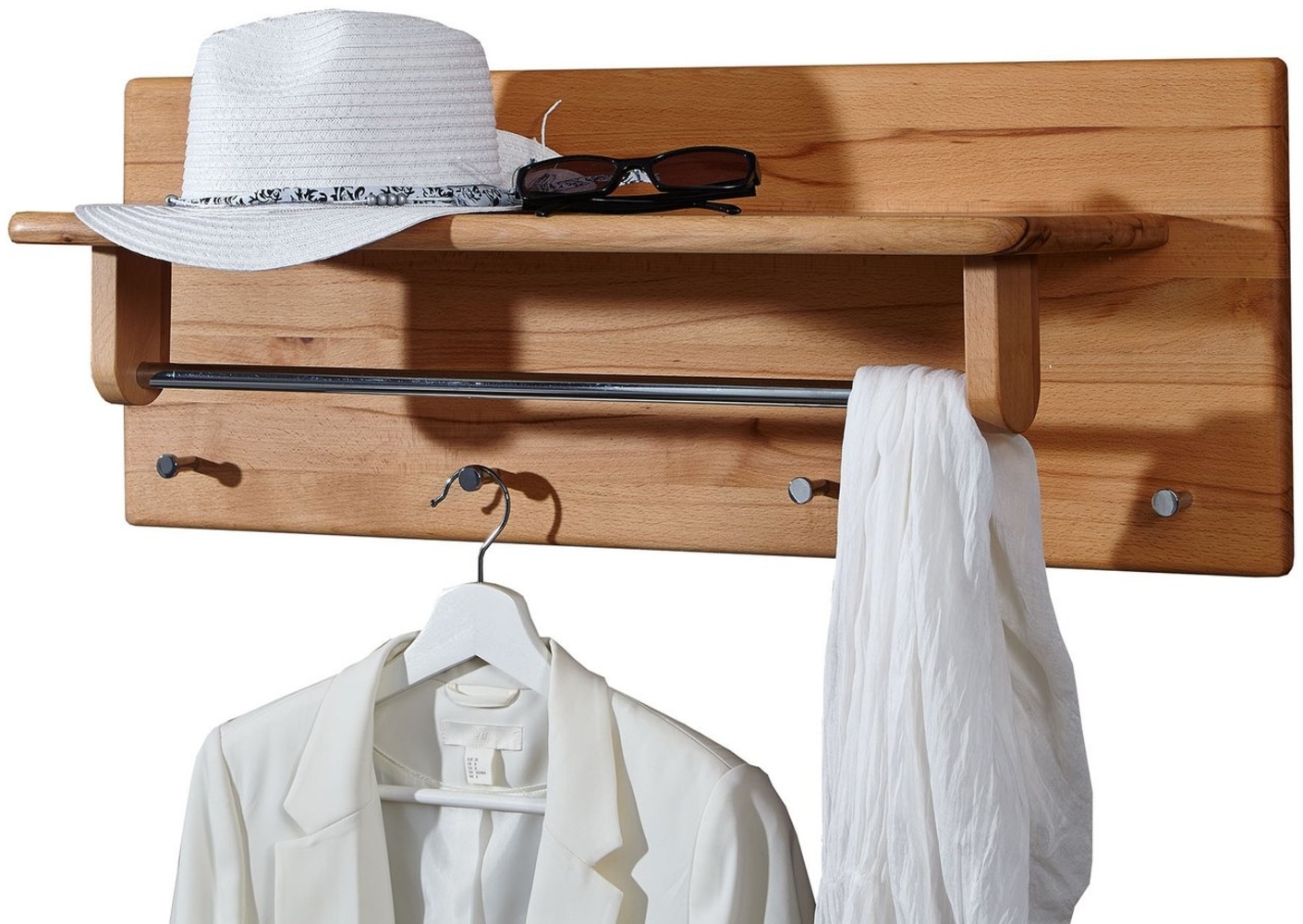 Woodroom Garderobenpaneel Riverdale, Kernbuche massiv geölt 81x30x24 cm Bild 1