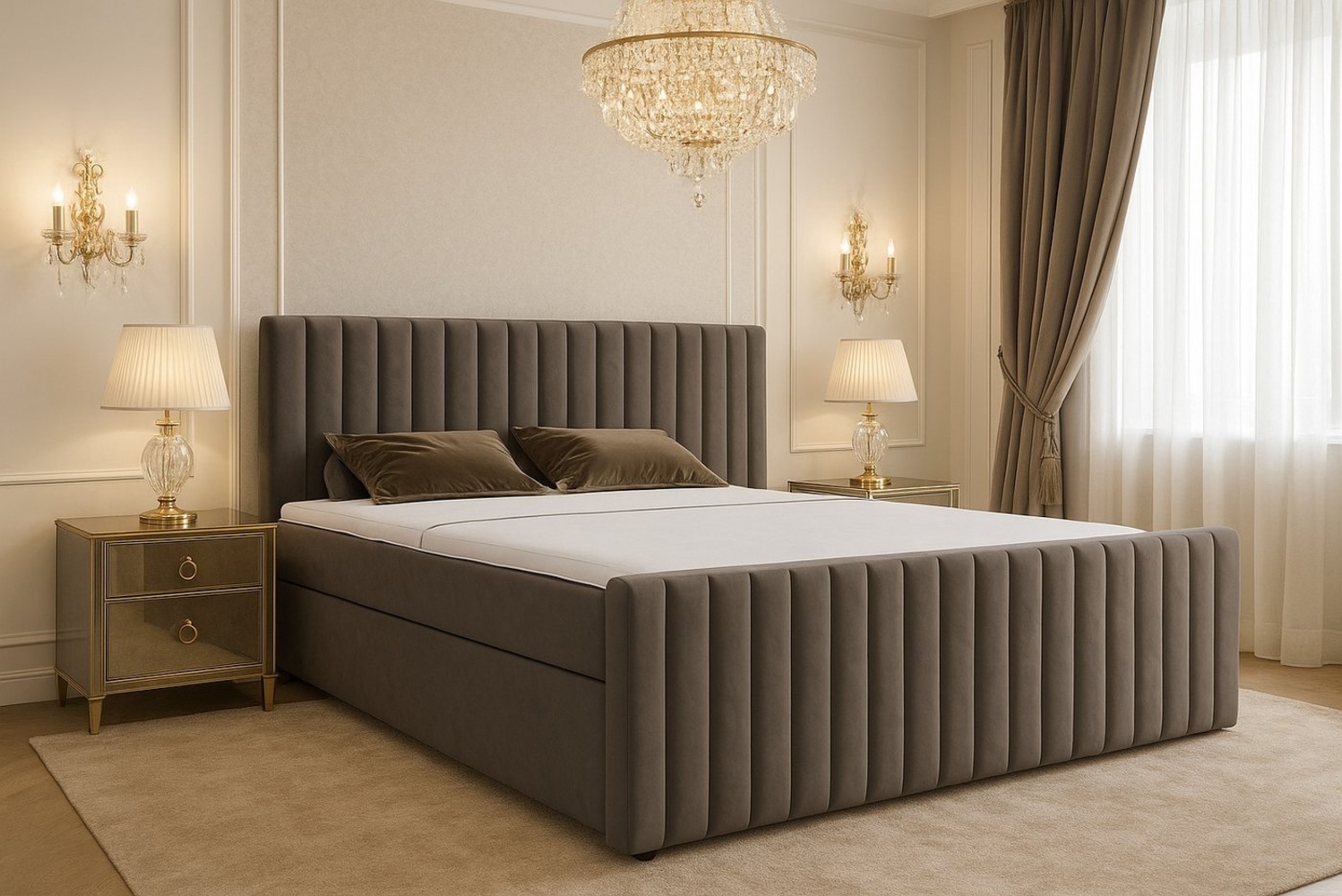 B&B Home Boxspringbett Boxbett Benito (H3 Matratze Bonellfederung, Kopfteil, Bettkasten und Topper) Bild 1