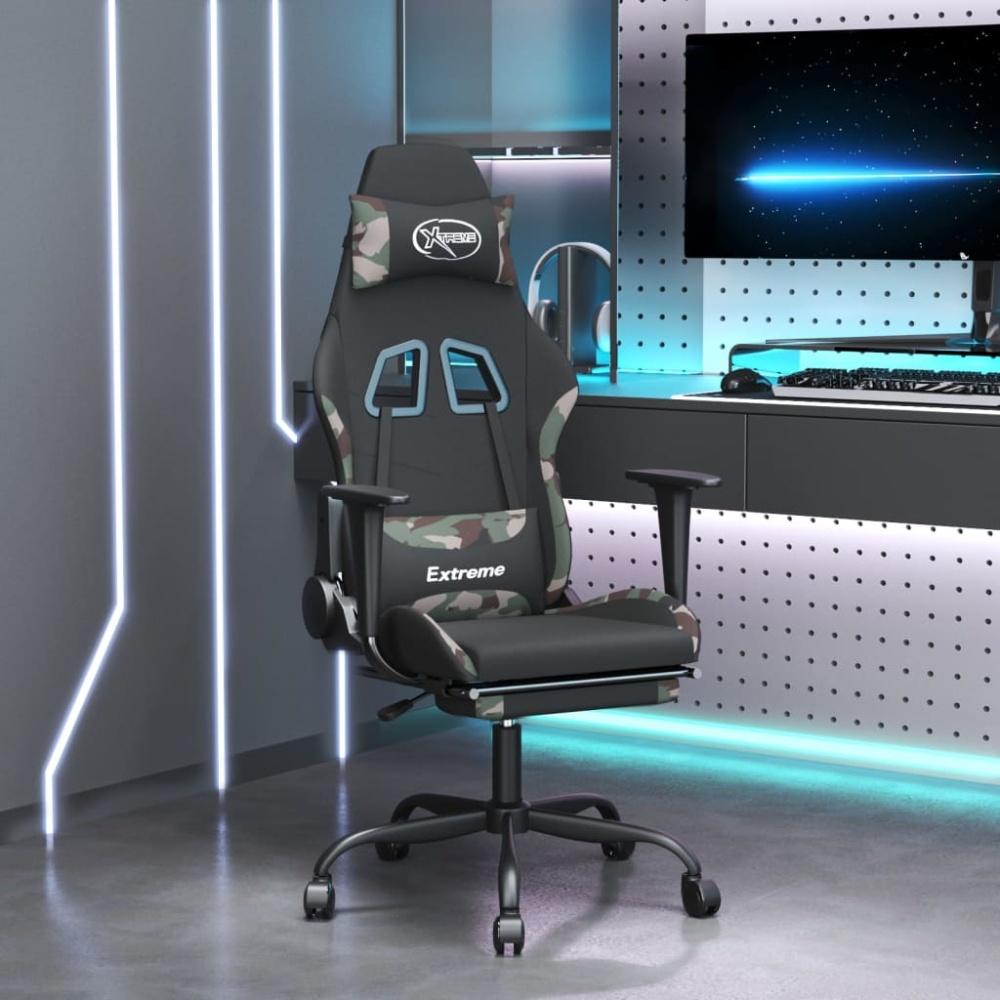 vidaXL Gaming-Stuhl mit Fußstütze Schwarz und Tarnfarben Stoff 3143732 Bild 1