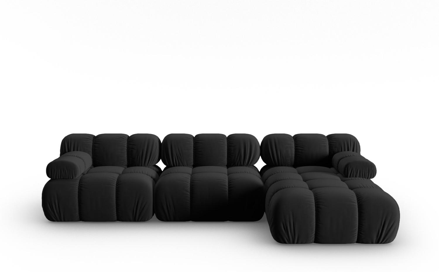 Micadoni Modulares Ecksofa Bellis 4-Sitzer Rechts Samtstoff Schwarz Bild 1