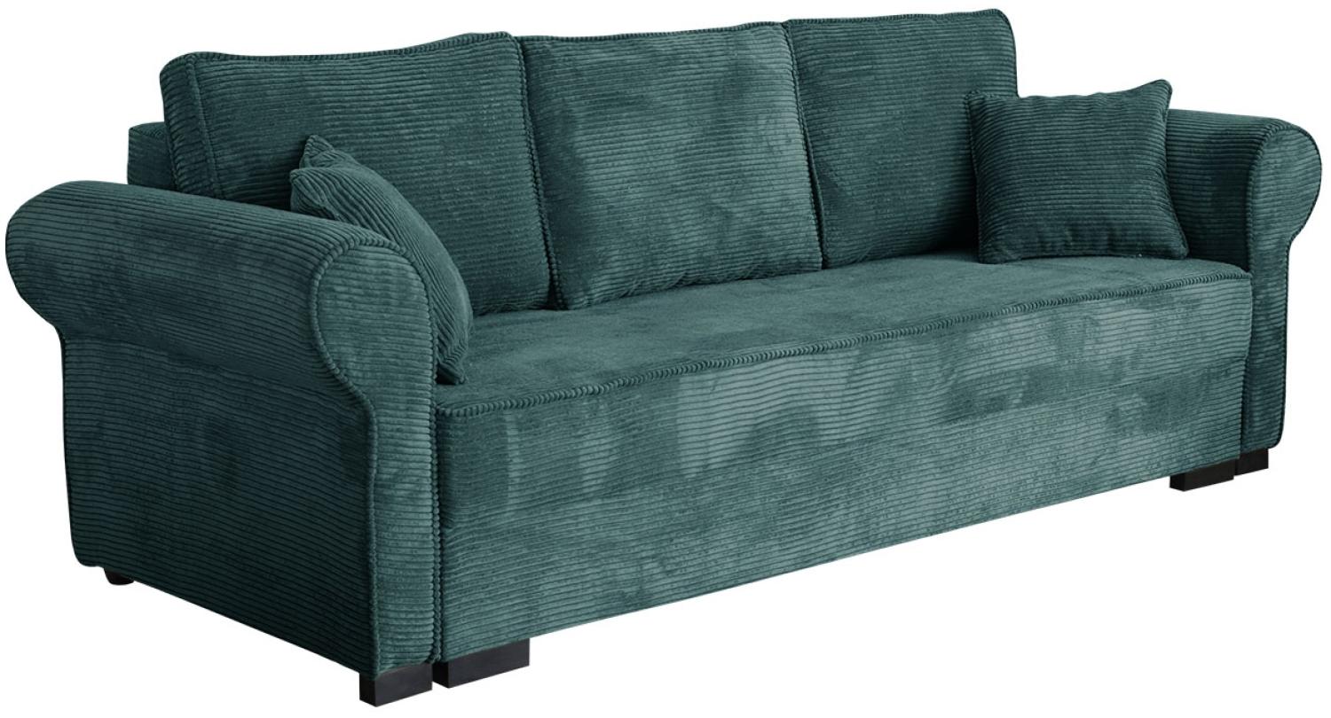 Mirjan24 'Olimpia' Schlafsofa mit Bettkasten, Cord, 92 x 92 x 234 cm, Grün Bild 1