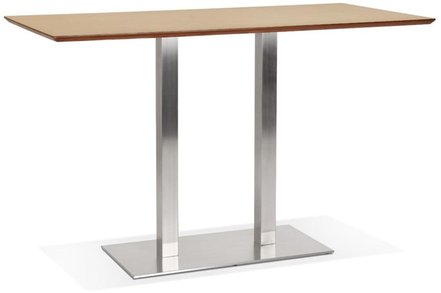 Kadima Design Hochtisch mit gebürstetem Stahlgestell, naturholzfarbener Platte, 180 x 90 x 100 cm, modern Bild 1