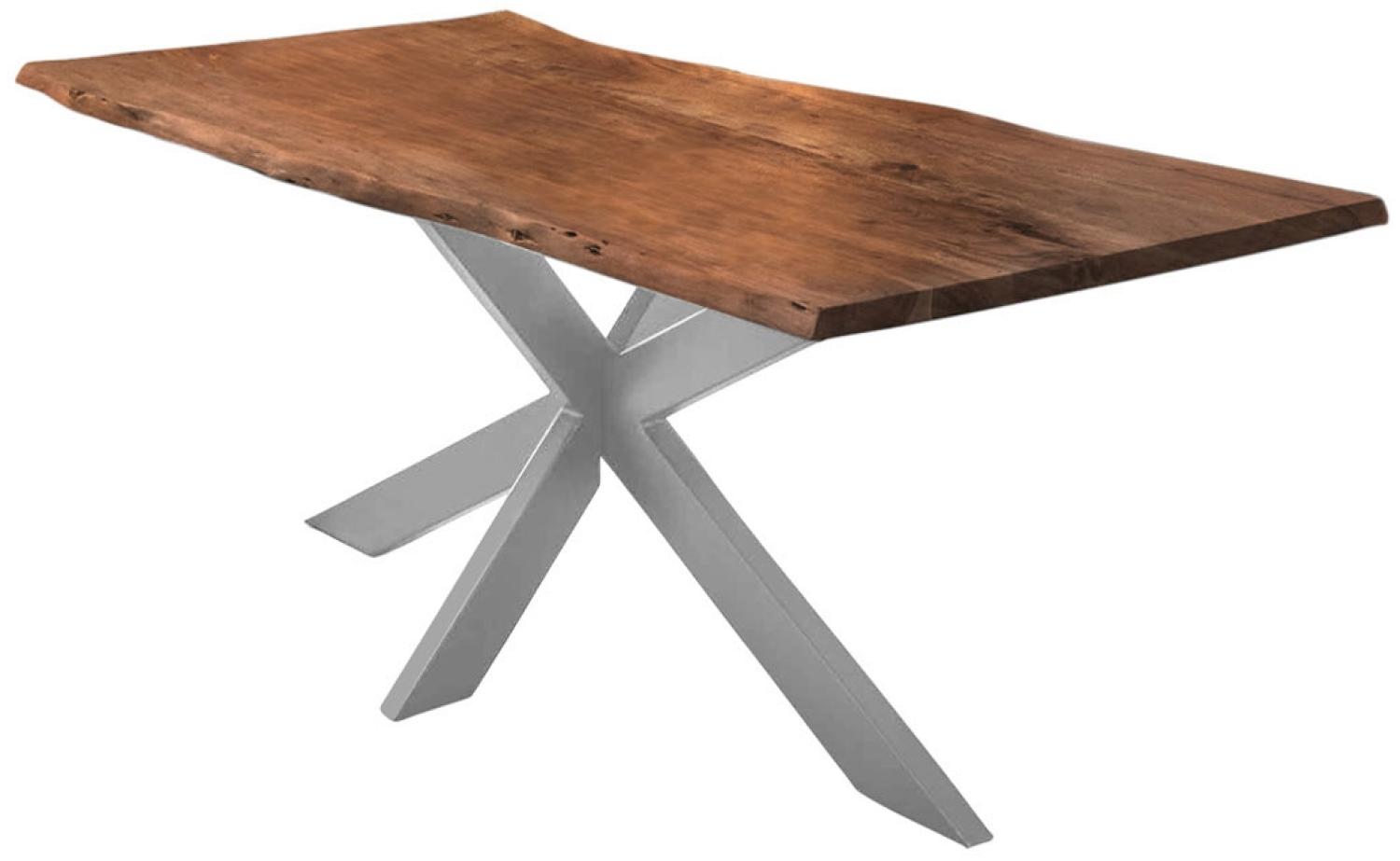 Esstisch Baumkante Akazie Nussbaum 240x100 cm silber TABEA 528737 Bild 1