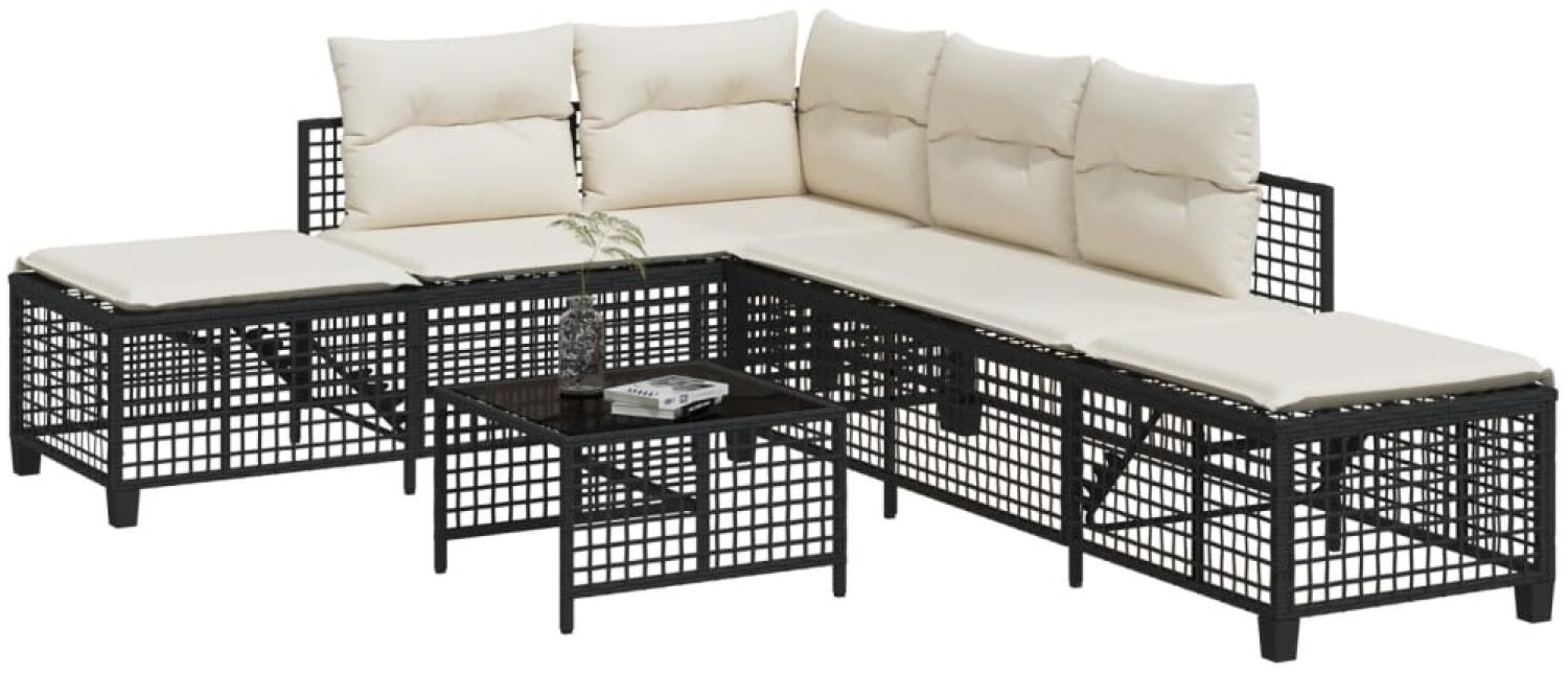 vidaXL 3-tlg. Garten-Ecksofa-Set mit Kissen Schwarz Poly Rattan 365443 Bild 1