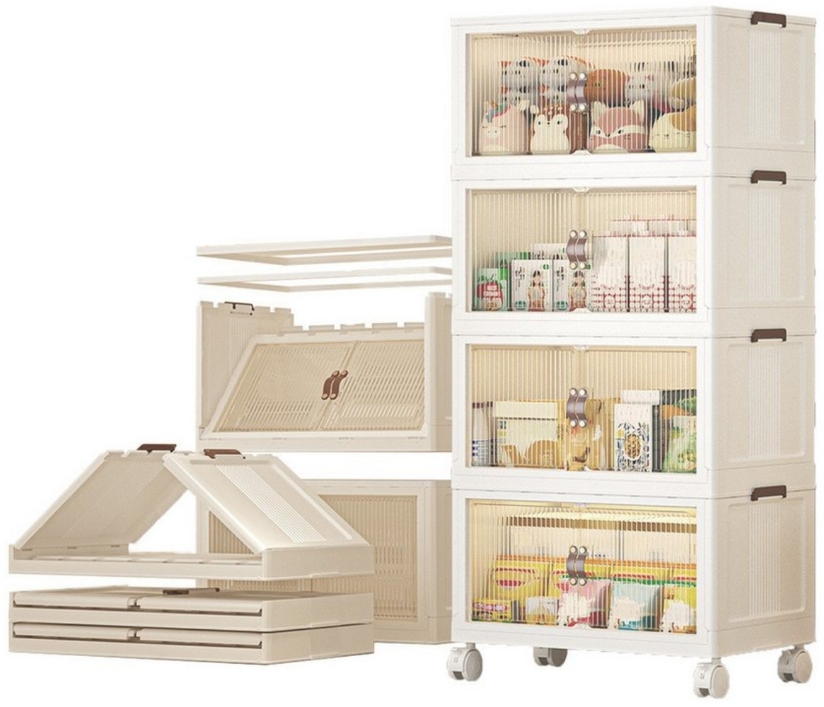 Heikoeco Aufbewahrungsbox Frei kombinierbar Mehrzweckschrank mit 3/4/5 Ebene aus Kunststoff auf (faltbare aufbewahrungsbox), aufbewahrungsbox mit türen,65Bx42Tx190H cm Bild 1