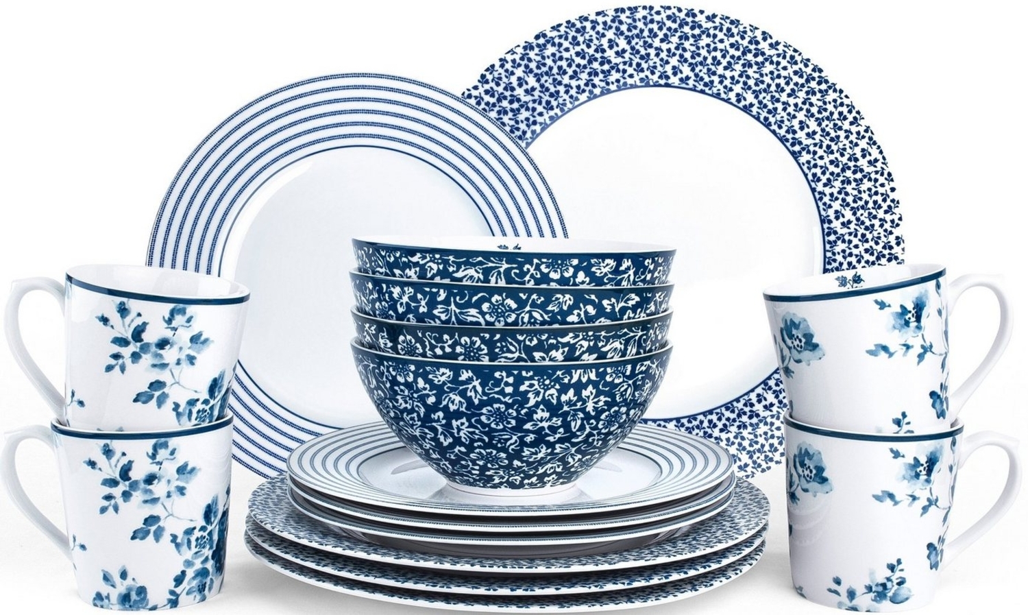 LAURA ASHLEY BLUEPRINT COLLECTABLES Kombiservice Geschirr-Set, Service China Rose, Sweet Allysum, Floris, Candy Stripe (16-tlg), 4 Personen, Porzellan, 16 Teile, für 4 Personen Bild 1