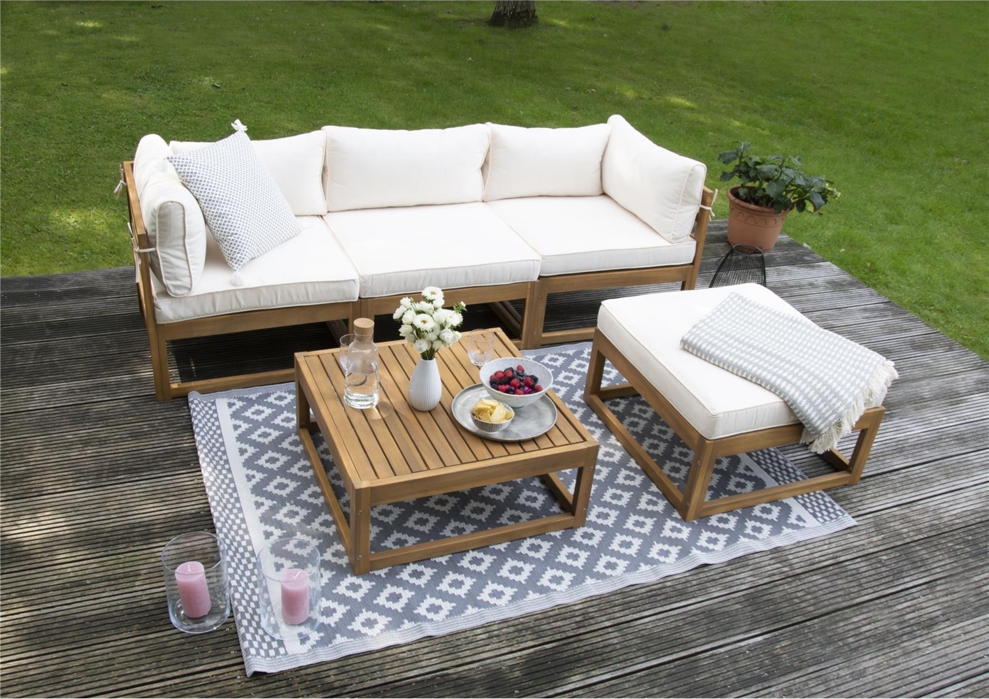 Karmoy Gartenlounge Set, Akazien Holz, für 3 Personen, FSC 100 Bild 1
