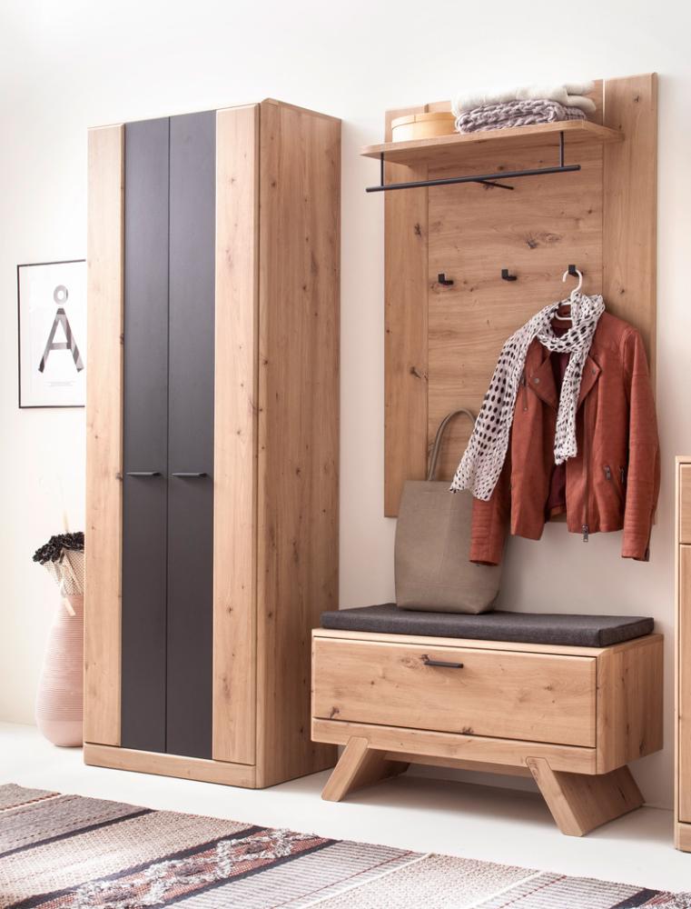 Garderobe Carvin 31 Balkeneiche Cosmos grey 3-teilig Garderobenset mit Sitzkissen Bild 1