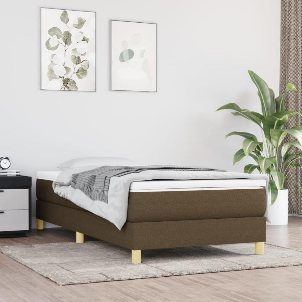 vidaXL Boxspringbett mit Matratze Dunkelbraun 90x190 cm Stoff 3144138 Bild 1