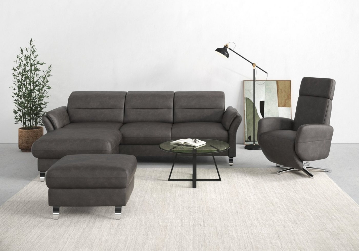 sit&more Ecksofa Grenoble L-Form mit Federkern, wahlweise mit Bettfunktion, Bettkasten, Arm- und Kopfteilverstellung Bild 1