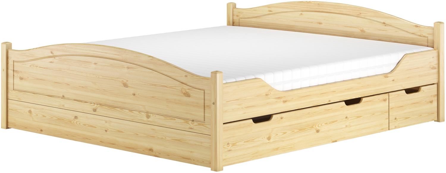 Komfortables Doppelbett Futonbett Gästebett 180x200 Kiefer massiv natur Zubehör wählbar V-60.33-18Rollrost. Matratzen und Doppelbettkasten inkl. Bild 1