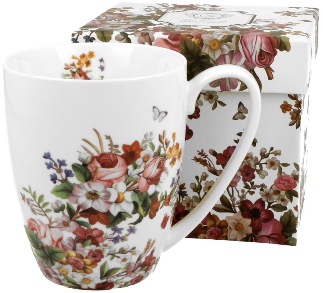 DUO FLORAL Klassischer Becher 350 ml VINTAGE FLOWERS WHITE New Bone China Porzellan Bild 1