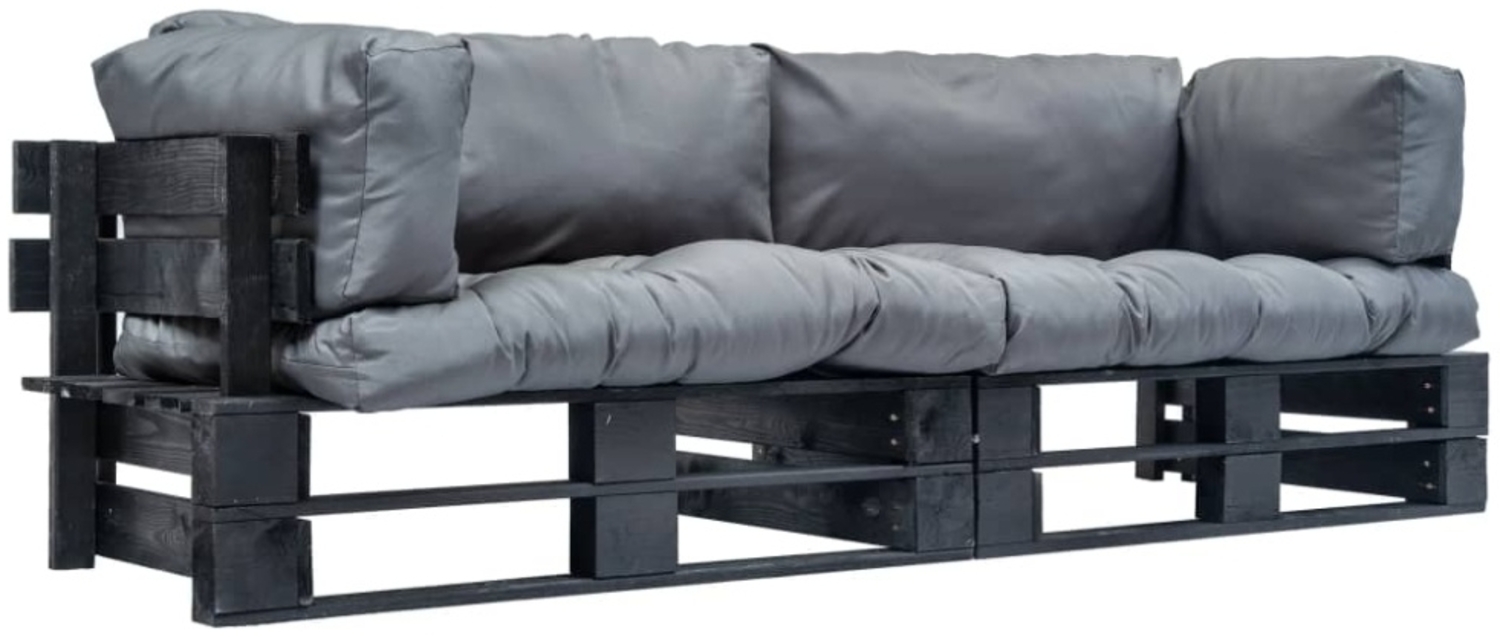 vidaXL 2-tlg. Outdoor-Sofa-Set Paletten mit Kissen in Grau Kiefernholz 277418 Bild 1