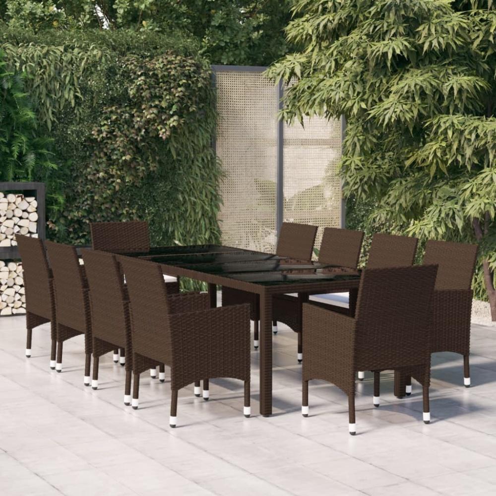 vidaXL 11-tlg. Garten-Essgruppe Poly Rattan-Braun Bild 1