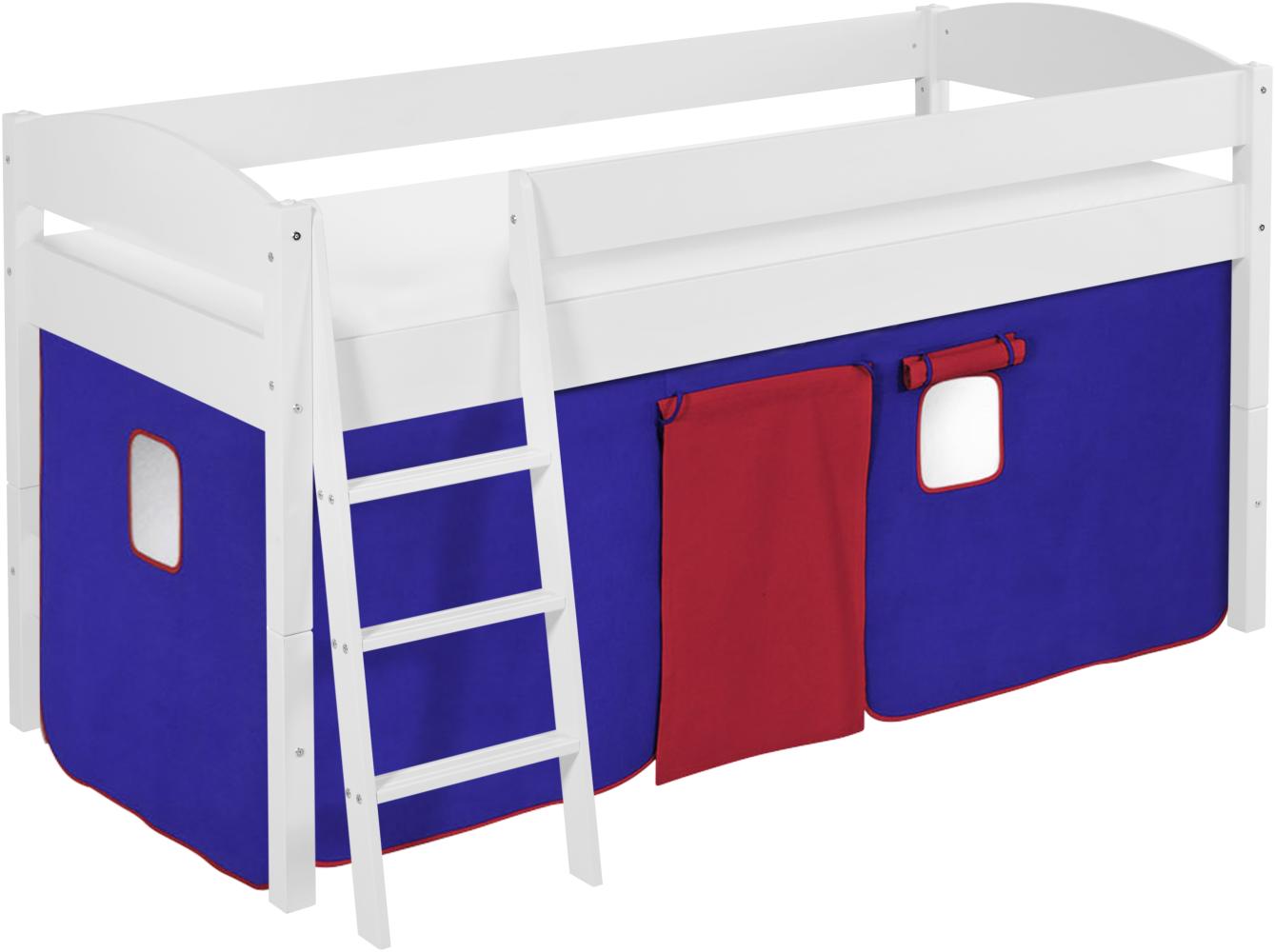 Lilokids 'Ida 4105' Spielbett 90 x 200 cm, Blau Rot, Kiefer massiv, mit Vorhang Bild 1