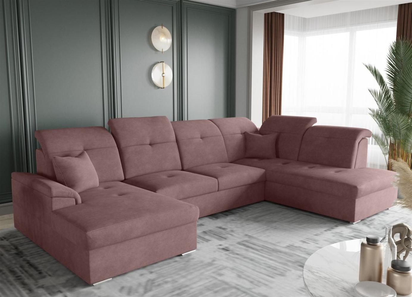 Wohnlandschaft Schlafsofa FREJA Stoff Brooklyn Altrosa Langer Schenkel Rechts Bild 1