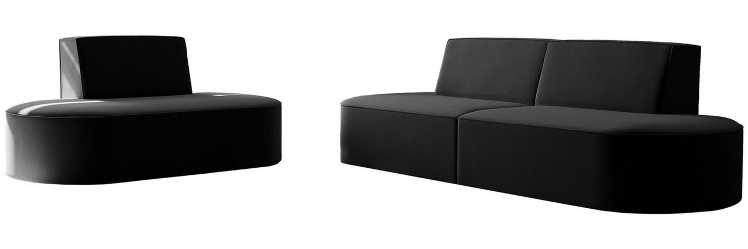 Sofaset Designersofa Set 2-1 MILOT in Stoff Opera Velvet Schwarz Bild 1