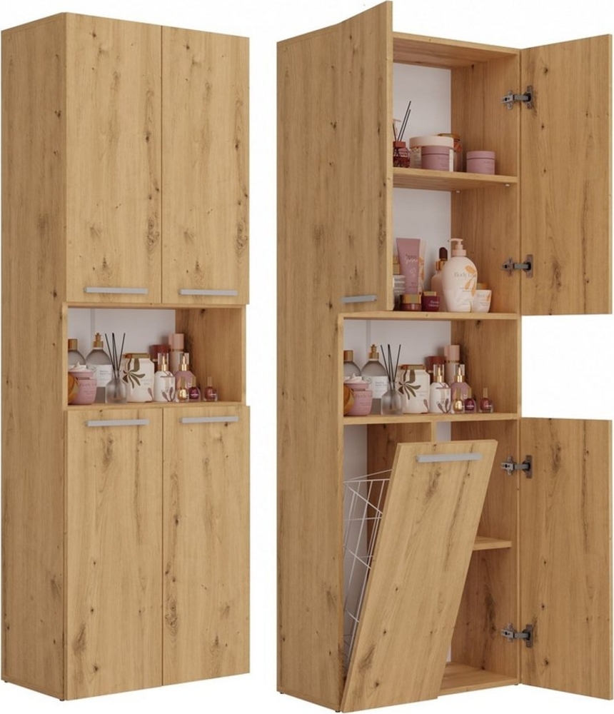 ibonto Hochschrank Badezimmerhochschrank Platzsparendes Aufbewahrungswunder Bild 1