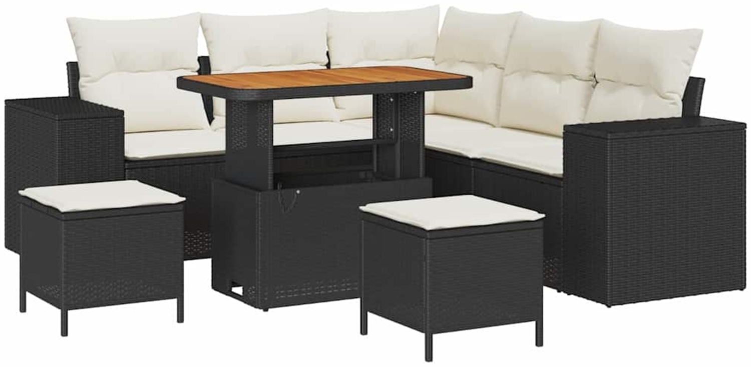 vidaXL Gartensofa-set mit Kissen 8 pcs Schwarz und Creme Poly-Rattan 3363955 Bild 1