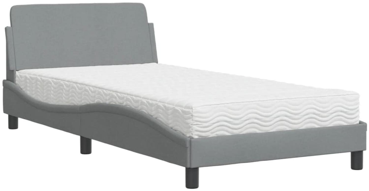 vidaXL Bett mit Matratze "Dover" Hellgrau 100x200 cm Stoff 3208344 Bild 1