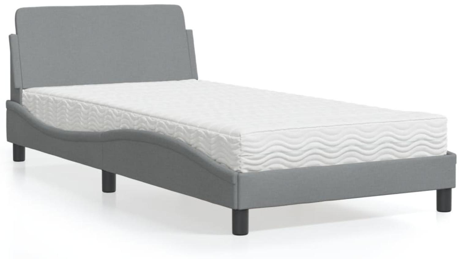 vidaXL Bett mit Matratze Hellgrau 100x200 cm Stoff 3208344 Bild 1