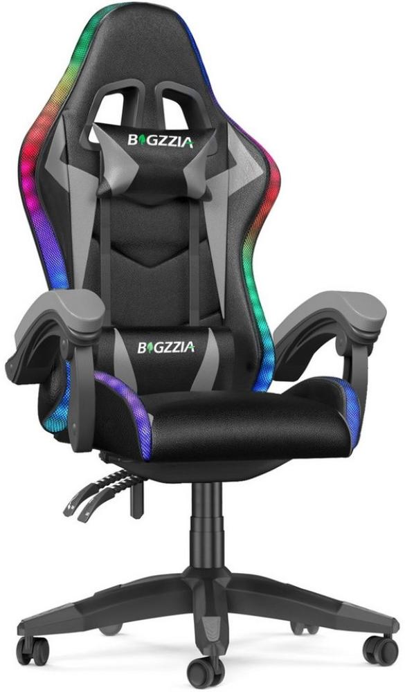 BIGZZIA Gaming-Stuhl mit LED - Gaming Chair Gamer Stühle RGB Licht, Beleuchtung Computerstuhl Höhenverstellbar Ergonomisch Bürostuhl Bild 1