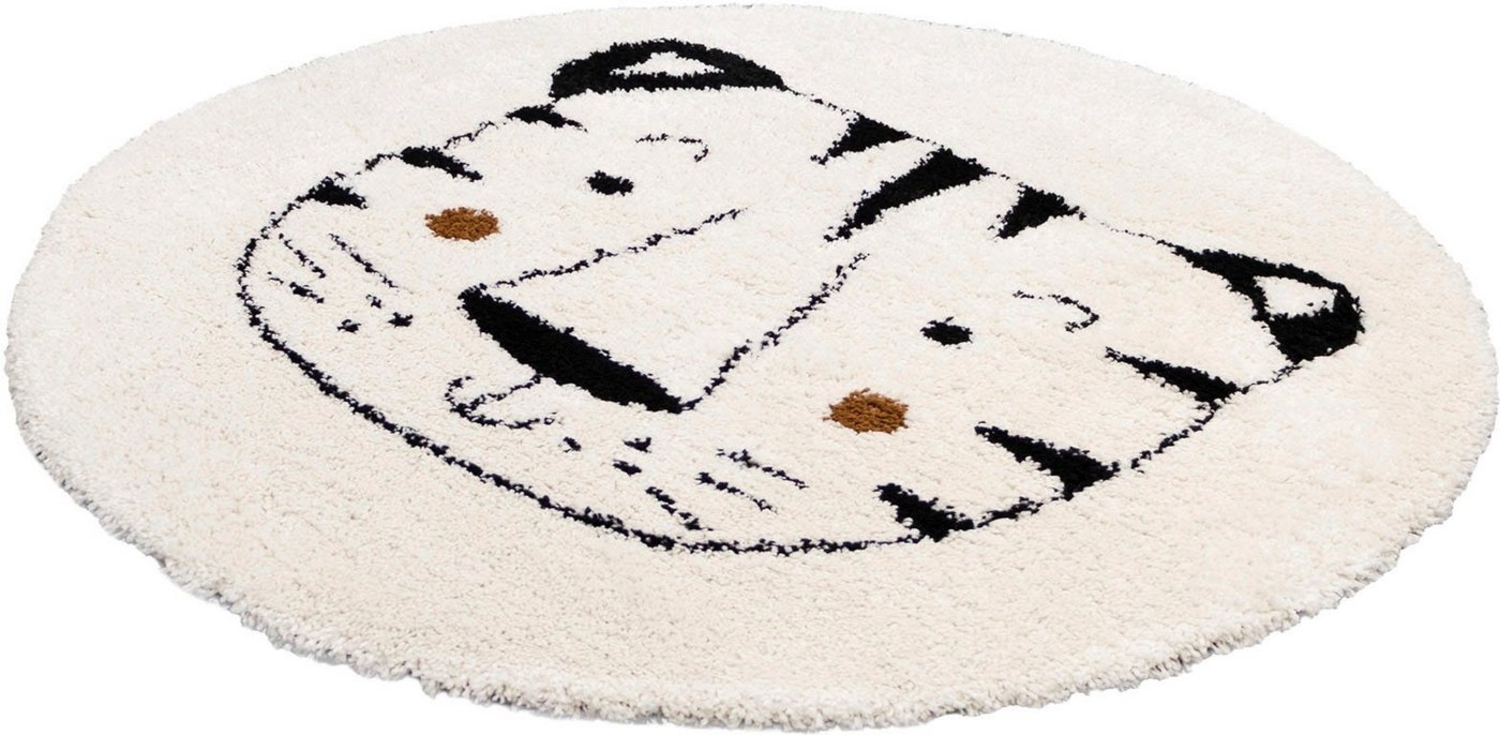 Primaflor-Ideen in Textil Kinderteppich NOMAD - Whiter Tiger, rund, Höhe: 35 mm, Hochflor, Motiv Tiger, weich & kuschelig, Kinderzimmer Bild 1