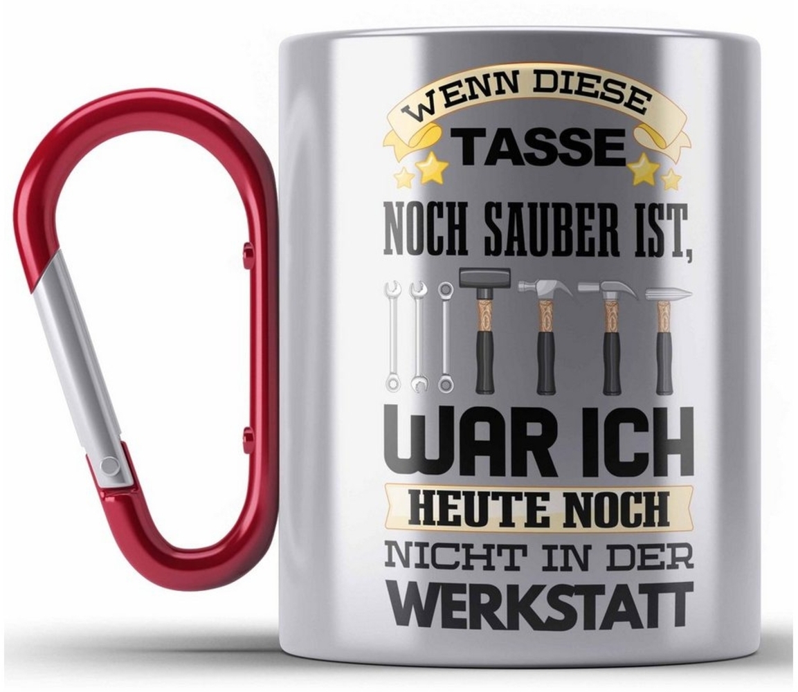 Trendation Thermotasse Werkstatt Edelstahl Tasse KFZ Mechaniker Mechatroniker Geschenkidee Bild 1