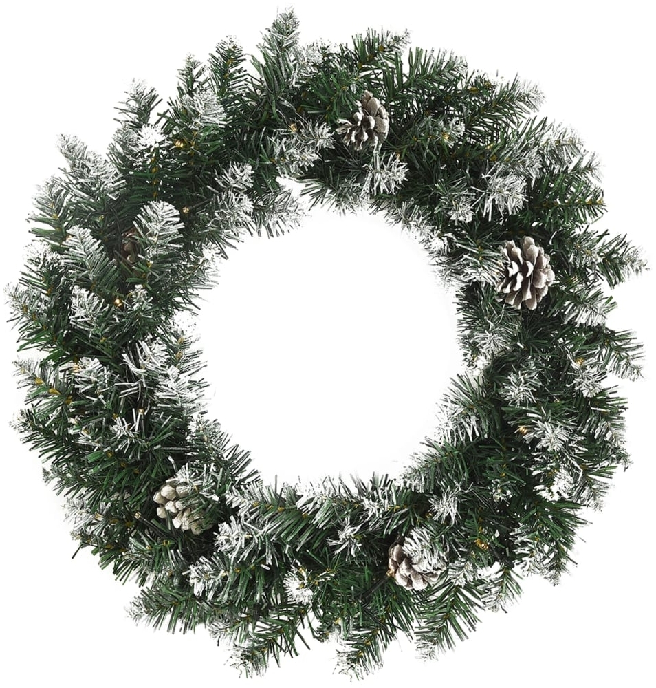 vidaXL Weihnachtskranz mit LED-Leuchten Grün 60 cm PVC 345172 Bild 1