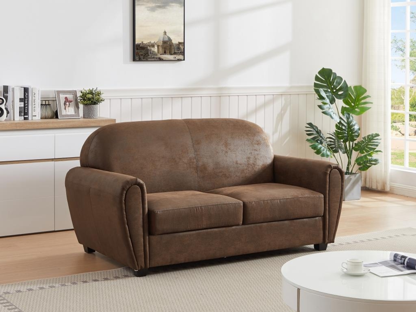 Vente-unique - Clubsofa 3-Sitzer - Microfaser - Braun - VICTORY III Bild 1