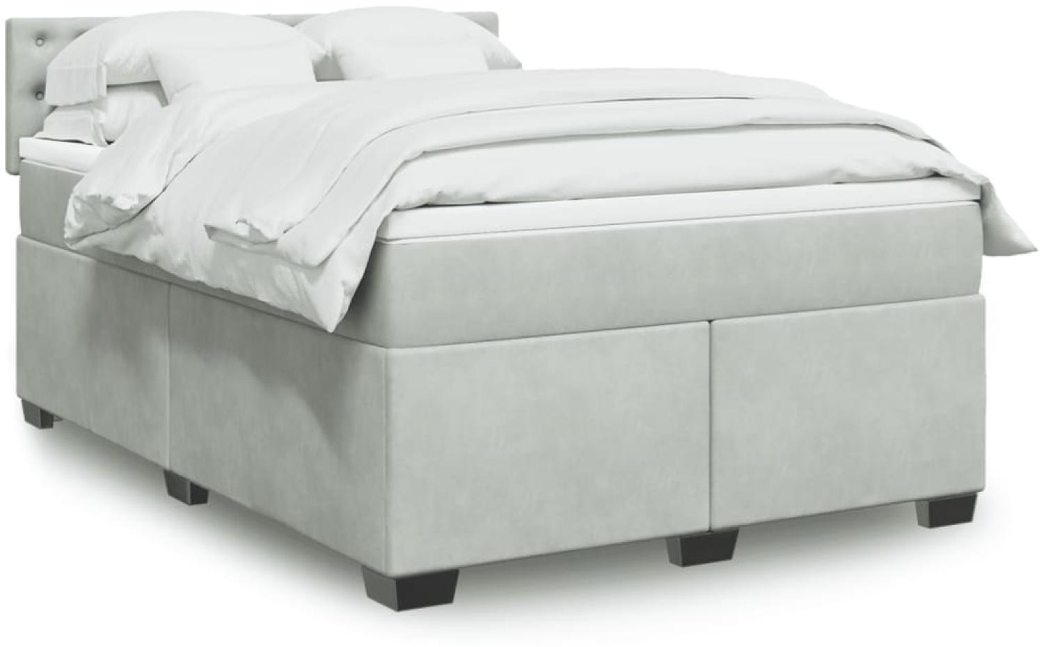 vidaXL Boxspringbett mit Matratze Hellgrau 140x190 cm Samt 3288618 Bild 1