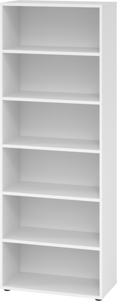 bümö Regal weiß, Standregal aus Holz für 6 Ordnerhöhen - Bücherregal 80 cm breit, Aktenregal für Ordner & Bücher, Büroregal, Holzregal, Ordnerregal, Aufbewahrungsregal, Buchregal, 968RE-W Bild 1