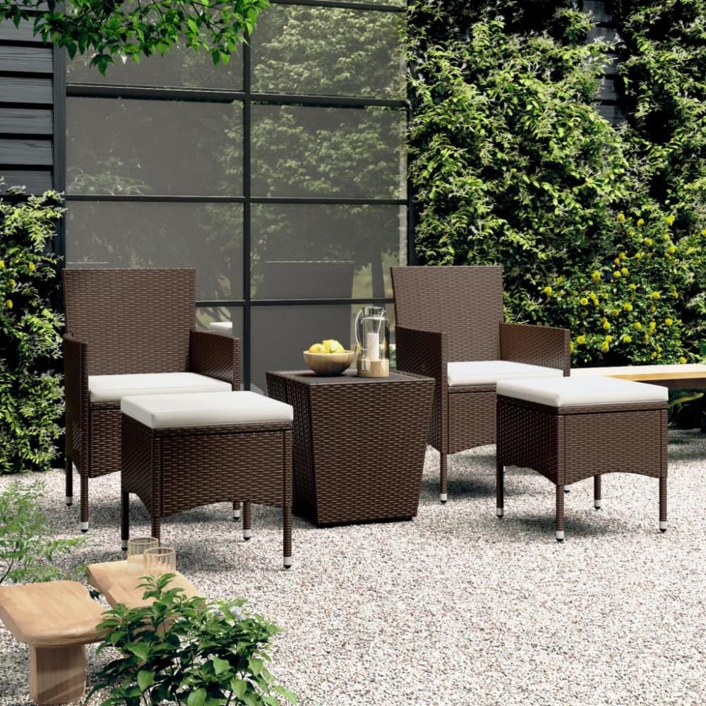 vidaXL 5-tlg. Bistro-Set Poly-Rattan und Hartglas Braun 3058371 Bild 1