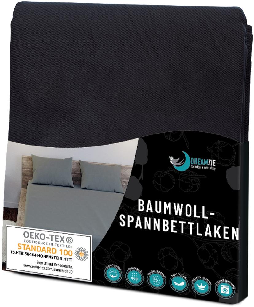 Dreamzie - Spannbettlaken 90x200cm - Baumwolle Oeko Tex Zertifiziert - Schwarz - 100% Jersey Bettwäsche 90x200 Bild 1