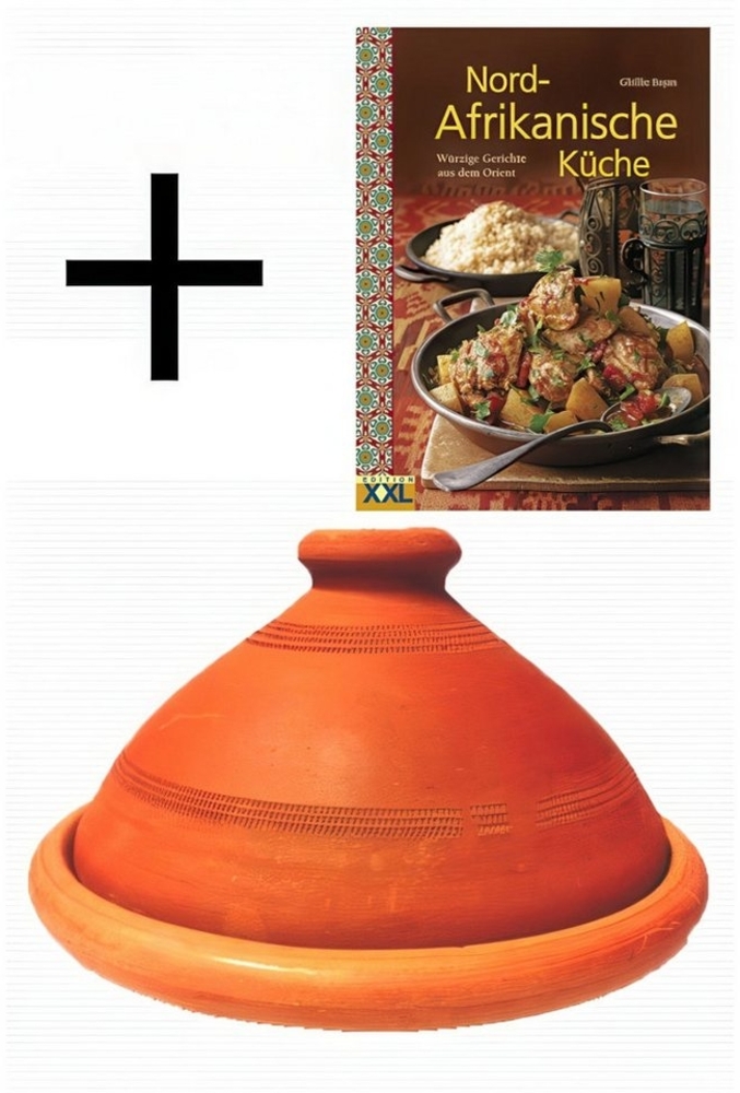 Marrakesch Orient & Mediterran Interior Dampfgartopf 2er Set, Tajine Tuareg Ø 30cm + Nord-Afrikanische Küche Kochbuch, (2-tlg), Handarbeit Bild 1