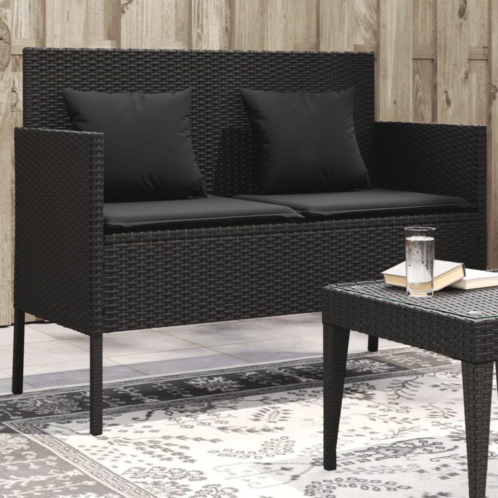 vidaXL Gartenbank mit Kissen Schwarz Poly Rattan 365771 Bild 1