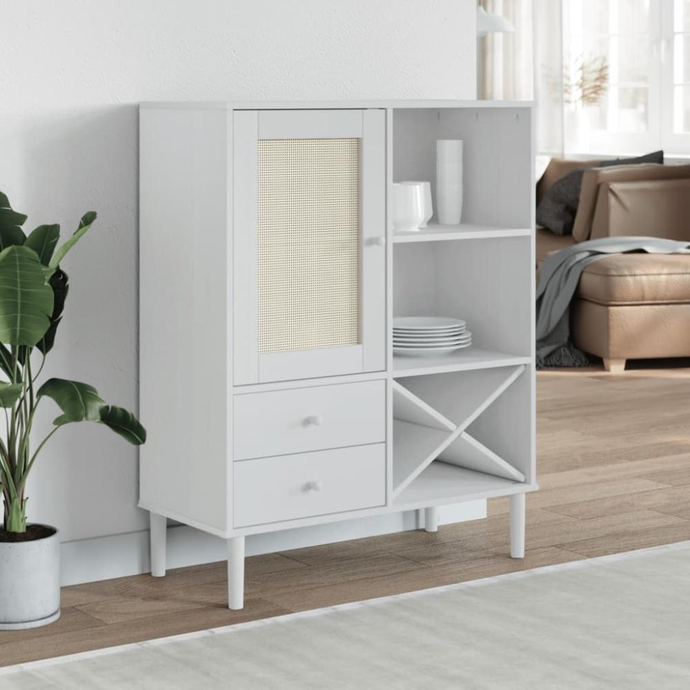 vidaXL Highboard SENJA Rattan-Optik Weiß 90x40x112 cm Kiefernholz 358053 Bild 1