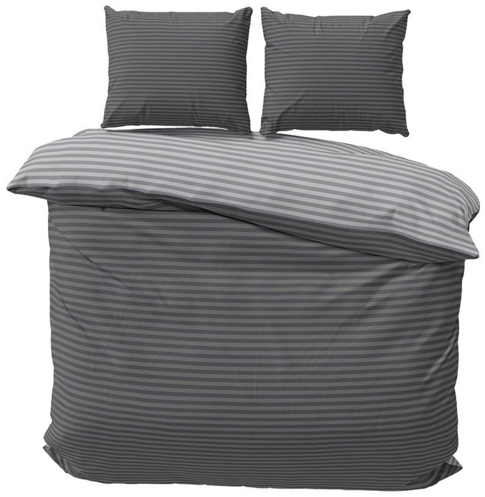 Visaggio Bettwäsche Baumwolle 135x200, 155x200, 155x220, 200x200, 200x220 oder 240x220, Renforcé, 3 teilig, Stripe Wendebettwäsche Streifen, mit Reißverschluss Bild 1